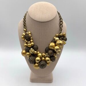 Simply Vera Statement Necklace Women OS Gold Cluster Bib Maximalist Boho Luxe